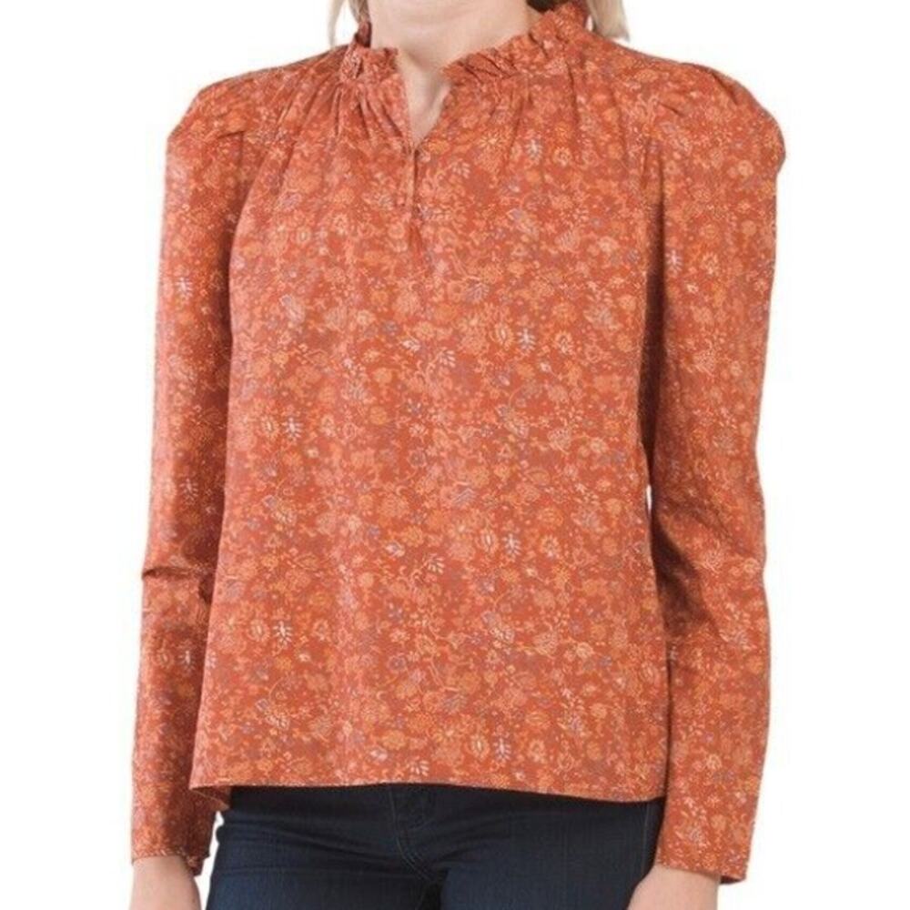 HOUSE OF HARLOW 1960 Wallis Rust Floral Long Sleeve Top